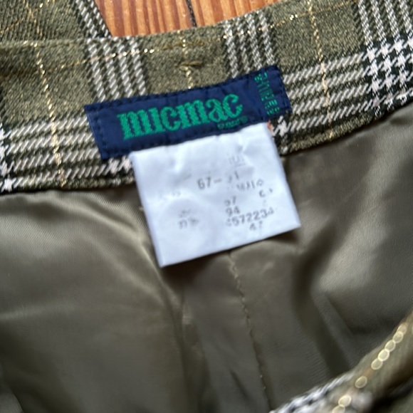 MicMac Paris green and gold plaid pants, cropped and cuffed, 27 inch waist. - Picture 3 of 6